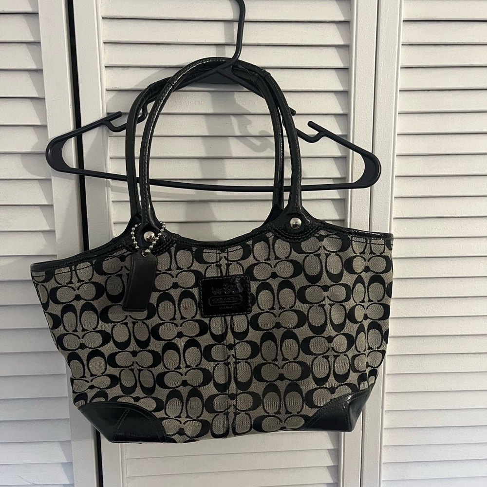 Coach Signature Black and Gray canvas tote bag